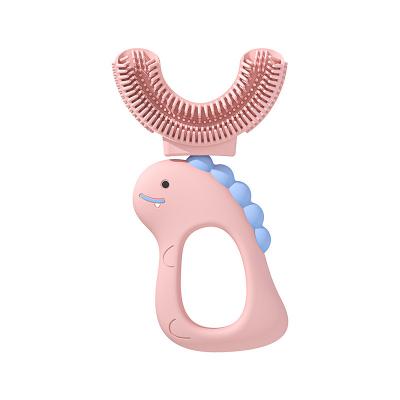 China New Trend Manual Dinosaur 360 Degree Children U Shape Manual Toothbrush Baby Silicone Toothbrush for sale