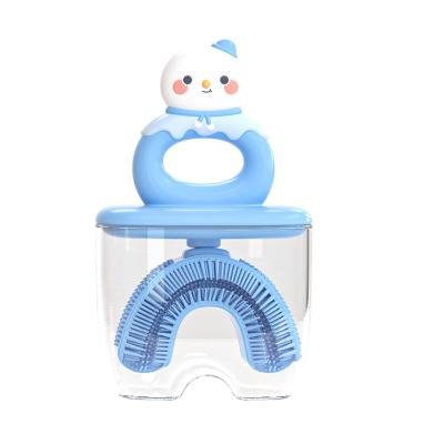 China Hot Selling Manual Cartoon Toothbrush 360 Manual Travel Baby Silicone U Shaped Kids Toothbrush for sale