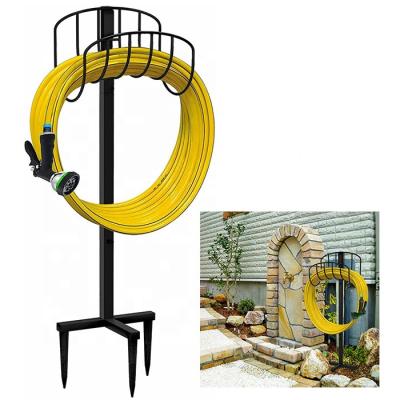 China Heavy Duty Metal Water Hose Hose Hanger Adjustable Free Standing Strong Stability Heavy Duty Hose Storage Rack Holder for Yard Outdoor Lawn, Black for sale