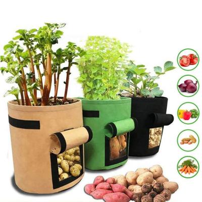 China Breathable Cloth Garden Felt Potato Plant Grow Bags 10 Gallon Planting Pouch Cloth Pots Premium Breathable Cloth Bags For Plant Container for sale