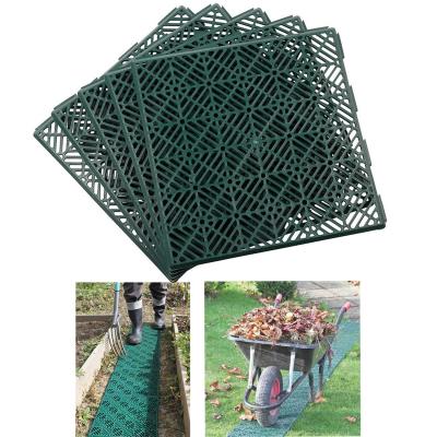 China Outdoor Plastic PP Garden DIY Lawn Path 5pcs Paving Grid Mat Tiles Set for sale