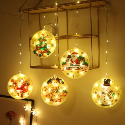 China Easy Christmas Light Christmas Window Decoration Set With Hanging Curtain Window Stickers Snowflake Light Decorative Hanging for sale