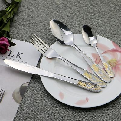 China Small Moq Viable Unique Design Wedding Gift Gold Cutlery Set for sale