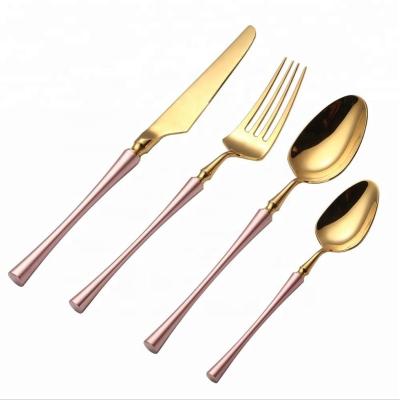 China Sustainable Luxury Gold Plated Dinnerware Set 304 Dinnerware Wedding Cutlery for sale