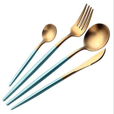 China Sustainable Royal Wedding Matte Gold Flatware Luxury Sets Stainless Steel Flatware for sale