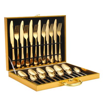 China Sustainable Short Delivery Time Stainless Steel Gold 24PCS Cutlery Set for sale