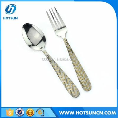 China Sustainable 24K Gold 24pcs Fork And Spoon Full Stainless Steel Cutlery Set for sale