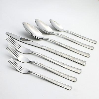 China Viable Mirror Laser Pattern Polish Flatware Sets Stainless Steel Silverware Set for sale