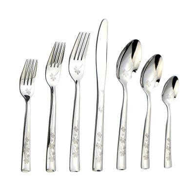 China Factory Price Sustainable Flatware Sets Laser Pattern Cutlery Set Stainless Steel for sale