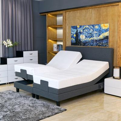 China 2021New Double Height (Height) Adjustable Remote Control Electric Bed Base Split King Adjustable Bed Frame for sale