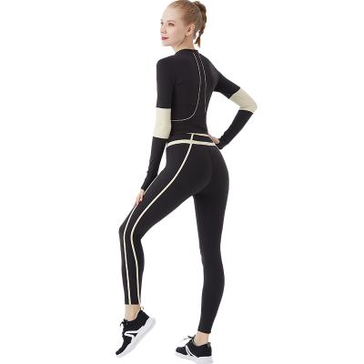 China High Quality Custom Crop Anti-Wrinkle Logo Yoga Clothes Long Sleeve Top Gym Suit Two Piece Sports Tracksuits Plus Size Yoga Sets Fitness for sale