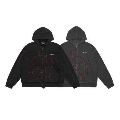 China Custom Paint-Splatter Zipper Style Anti-pilling Casual Long Sleeve Hoodie Unisex Pullover for sale