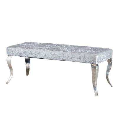 China European Adjustable Tufted Stool Fabric Velvet Buttons Style Long (Waist) Dress Bench With Metal Legs for sale