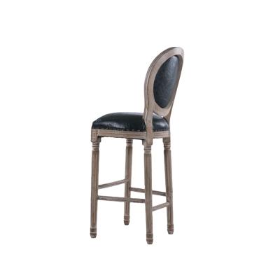 China New Arrival Modern Durable Wearing Black Luxury Leather Barstools With Backrest for sale