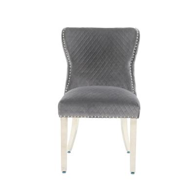 China Modern Velvet Chair Living Room Chromed Stainless Leg Dining Chairs Dining Room With Silver Chrome Legs for sale