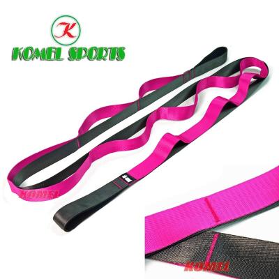 China No Exit Amazon Elastic Hot Selling Stretching Strap with 12 Handling Loops, 96inch x 1.5inch / Shiny Pink Nylon Strap for sale