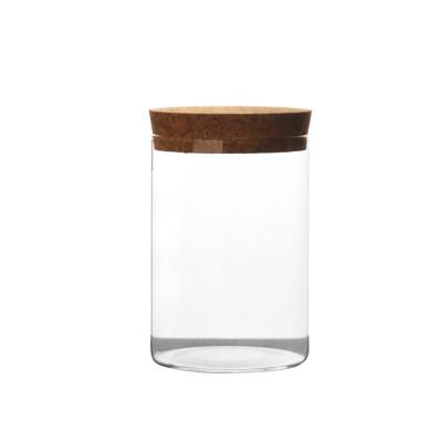 China No Cylinder Cheap Jar With Cork Storage Jar Borosilicate Glass for sale