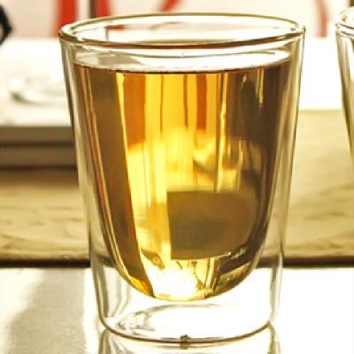 China High Borosilicate 350ml Sustainable Double Wall Glass Mug For Coffee / Tea / Jucie for sale