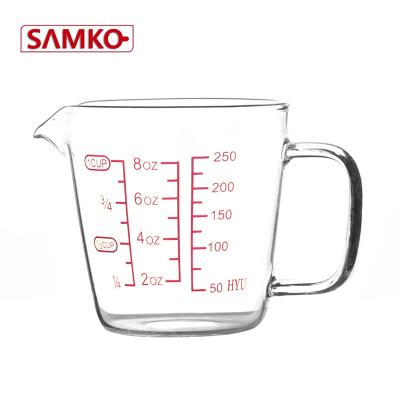 China Modern 250ml Kitchen Gauge Glass Jug With Handle for sale