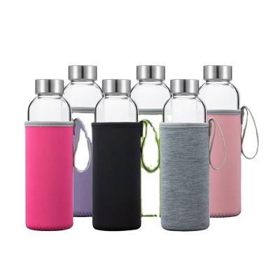 China Sustainable Glass Bottle With Neoprene Sleeve Bottle Custom Sleeve Handmade Glass Water Bottle for sale