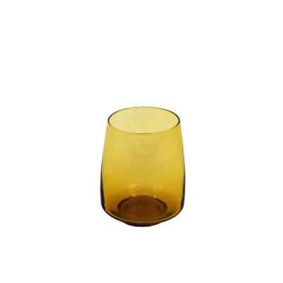 China Minimalist Home Decorative Colored Glass Mug Wine Colored Goblt Glass Drinking Cup for sale