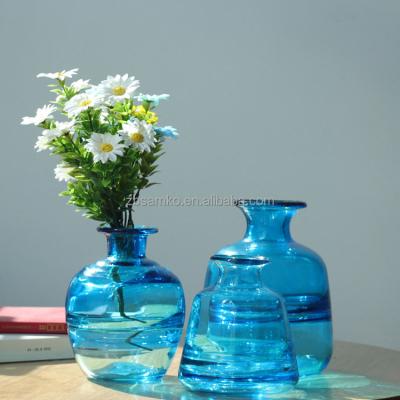 China Nordic Minimalist Transparent Decoration Hand Living Home Flower Colorful Glass Blown Vase for sale