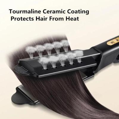 China dry & Four-speed Temperature Adjustment Ceramic Tourmaline Wet Straightening Flat Iron Hair Straightener Brush Ionic Flat Iron For Women for sale