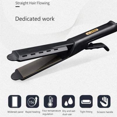 China dry & Four-speed Temperature Adjustment Ceramic Tourmaline Wet Straightening Flat Iron Hair Straightener Brush Ionic Flat Iron For Women for sale