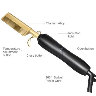 China For Home Use Hair StraightenerHot Heating Comb Flat Irons Straighten Brush Hair Styler Curling Iron Straight Hair Curler Comb for sale