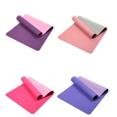 China Tape Custom Printed Logo Double Color Yoga Mat New Eco Friendly Foldable Tape Yoga Mat Fitness Anti-Slip 8mm Large for sale