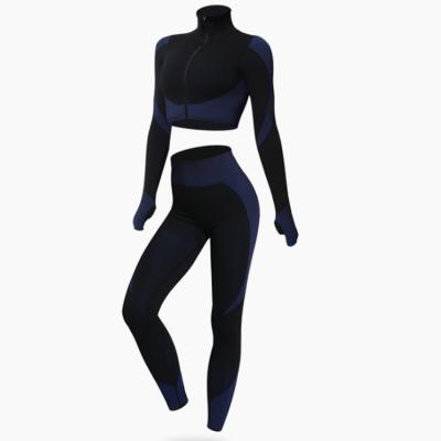 China Amazon Selling Breathable Warm Seamless Long Waist High Sleeve Seamless Yoga Legging And Sports Set Workout Suit for sale