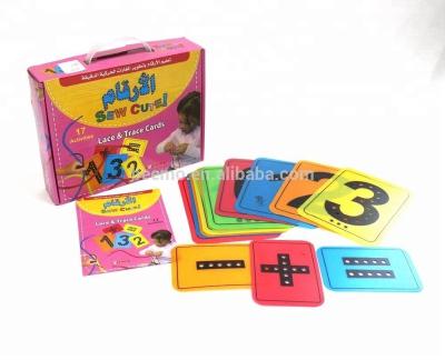 China Fine Nynon Yarn Montessori Education Toy 12 Motor Skills Numbers Cards Assortment Unbreakable Learning Lace for sale