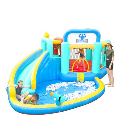 China Fashionable Air Bouncy House Doctor Dolphin Children Water Castle Inflatable Jumping Water Slide for sale