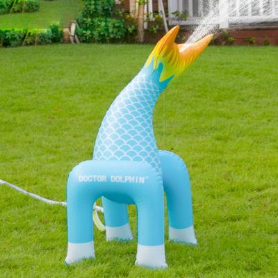 China Eco-friendly Mermaid Inflatable Sprinkler Garden Ourdoor PVC Water Sprinkler Flashing Spray Toy Outdoor for sale