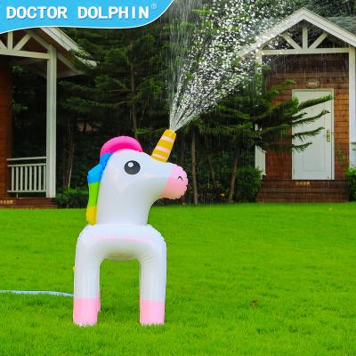 China Ourdoor Doctor Dolphin Back Yard Game Kids Play Pool Colorful Spray Water Unicorn Sprinkler Inflatable Toy for sale