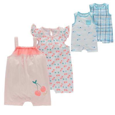 China OEM Wholesale 100% Cotton Premium 2 PCS Set Baby 100% Cotton Romper Clothes Set Boy and Girl Romper for sale