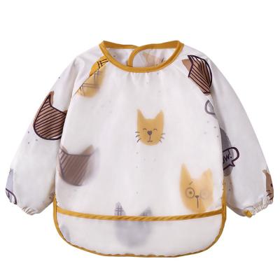 China Washable Waterproof Children's Reverse Dressing Printed Long Sleeve Waterproof Bib Baby Long Sleeve for sale