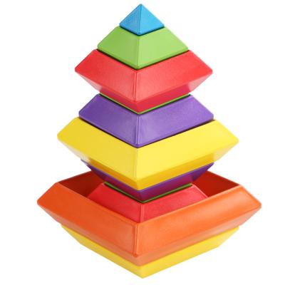 China Toy Creative Tower Cube Wooden's DIY Educational Pyramid Stacking Children's Building Block Toy For Kids Educational for sale