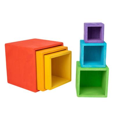 China Toy Montessori Educational Toy Wood stacking bowl building blcoks set for kids toy for sale