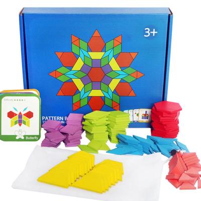 China DIY TOY 155pcs Creative Wooden Puzzle Tangram 3D Toy Shape Board Educational Wooden Brain Teaser for sale