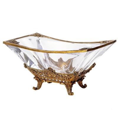 China Disposable Decorative Brass Dish Home Elegant Antique Bronze Candy And Crystal Jarbrilliant Cup Home Decoration for sale