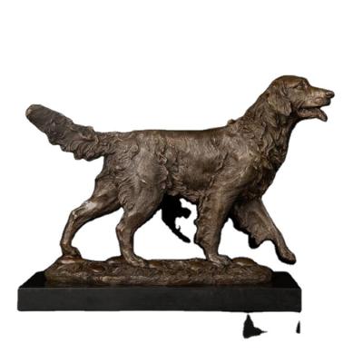 China Bronze Sculpture Dog Statue Figurine Copper Animal Metal Art Statuette Home Decoration Accessories In Europe DW-040 for sale