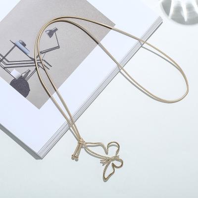 China 2021 New Fashion Quality Trendy Alloy Long Pendant Necklaces for Women Sensitive Unique Jewelry and Unisex Minimalist Butterfly Necklaces for sale