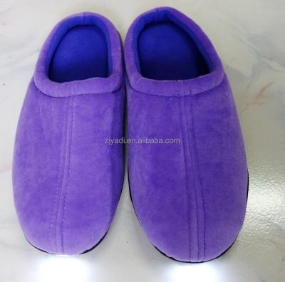 China New LED Color Night Light Slipper Luxury Anti-Slippery Memory Foam Velvet Slipper-Purple for sale