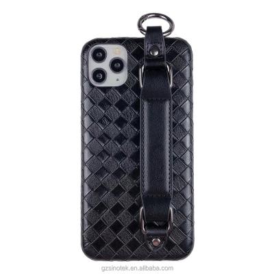 China Wholesale High Quality PU Leather Case Handy Strap Knitted Braided Strap Back Cover Back Cover Phone Case For iPhone X XR XS 11 12 Pro Max for sale