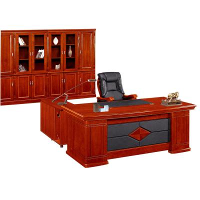 China A-114 classic luxury extendable office desk with extension l shape boss veneer office wooden table for sale