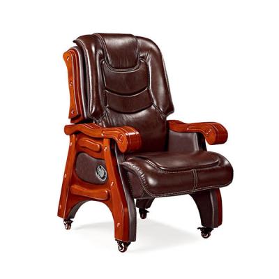 China Hot Best Office Factory Price Massage Chair High Leather Back Four Legs Wooden Office Chair Office Furniture for sale