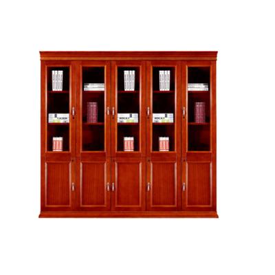 China New luxury classic design MDF+veneer veneer wooden bookcase 5 door filing cabinet MDF office furniture for sale