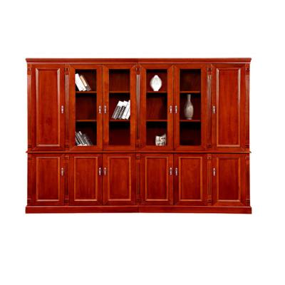 China MDF+veneer Luxury Classic Design Bookcase 6 Door File Cabinet Office Furniture Wooden Desk Storage Shelf for sale