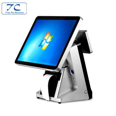 China ABS Dual Genuine 15 Inch Flat Full Screen Touch Display Point Of Sale System / POS Machine for sale